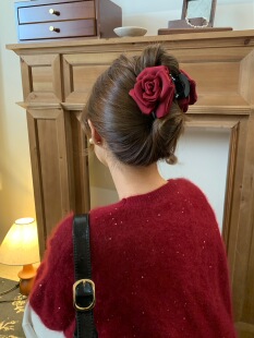 上新-5韩国东大门新款玫瑰花朵抓夹女2026新款轻奢小众高级感发饰
