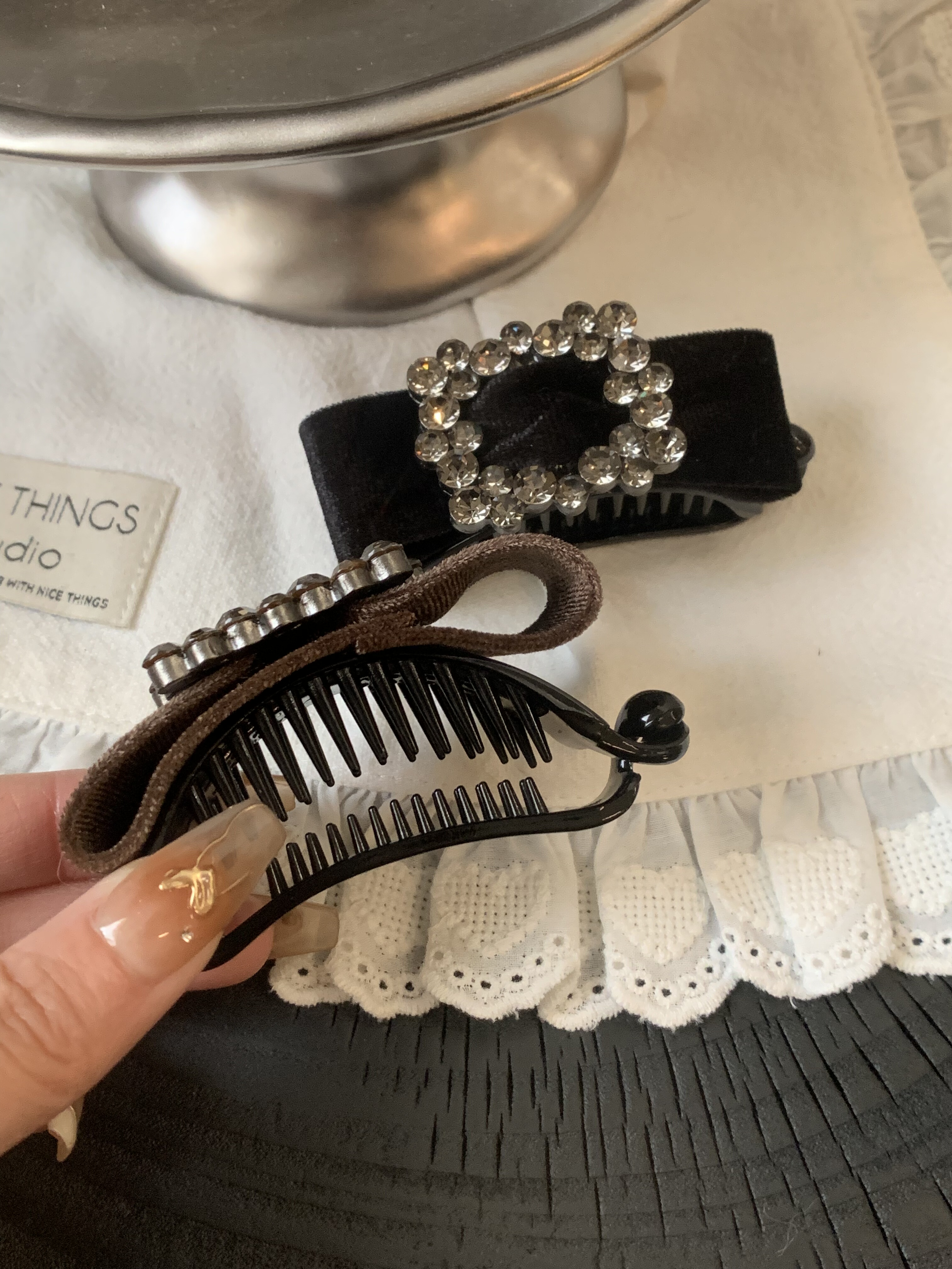 韩国进口2025新款高级感气质蝴蝶结发饰发夹后脑勺马尾夹发夹竖夹