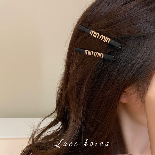 发夹日韩金属字母黑色侧边夹发饰