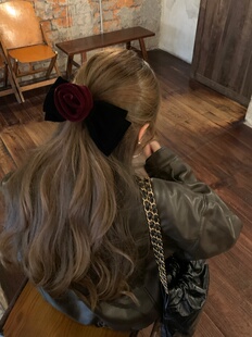 韩国原版2025新款高级感满天星丝绒花朵蝴蝶结发夹头饰大号弹簧夹