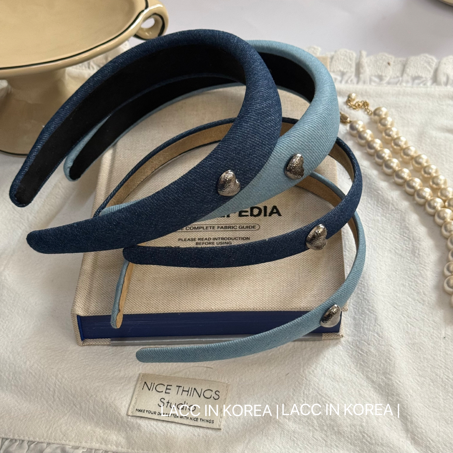 韩国牛仔蓝复古金属爱心发箍女2025新款高颅顶简约百搭发饰头箍