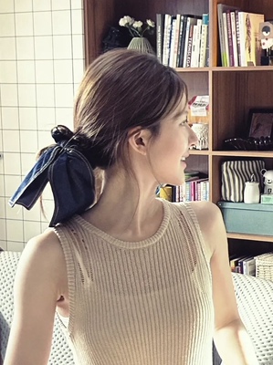 赵露思许妍同款慵懒大号牛仔飘带蝴蝶结发圈高级感气质扎头发绳