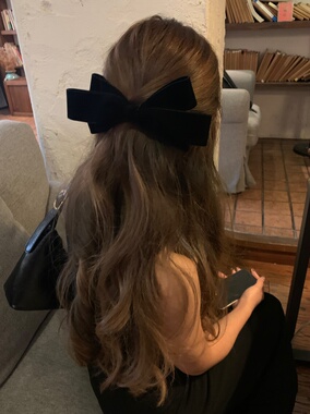 赵露思同款双面植绒蝴蝶结发夹2025新款显发量后脑勺弹簧夹发饰女