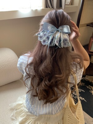 [雾蓝堇蝶]韩国原创蝴蝶结发夹女高颜值百搭发饰裙摆发夹后脑勺