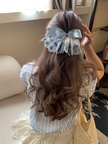 [雾蓝堇蝶]韩国原创蝴蝶结发夹女高颜值百搭发饰裙摆发夹后脑勺