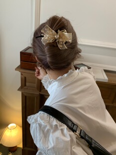 [鎏光碎影]韩国原创2026新款蝴蝶结发夹女精致高端发饰扭扭夹