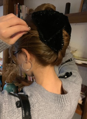 高级丝绒韩国进口2025新款高级感气质发夹发饰发夹鲨鱼夹抓夹发抓