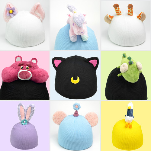 滑雪头盔帽套可爱卡通针织通用