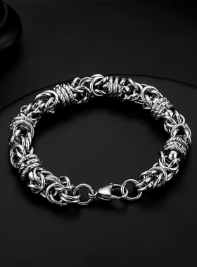 诗予饰男不锈钢无镶耐磨编织手链