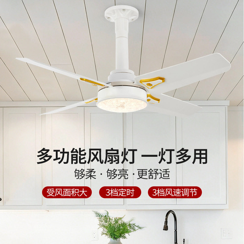 E27螺口风扇灯吊扇灯家用客厅餐厅卧室吸顶低楼层带电风扇LED吊灯