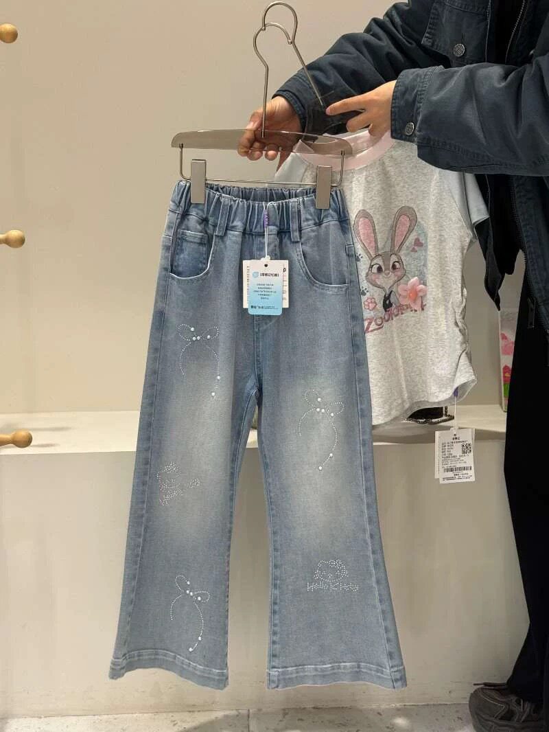 南瓜田2026夏季新款儿童韩版女童中大童洋气薄款喇叭牛仔裤