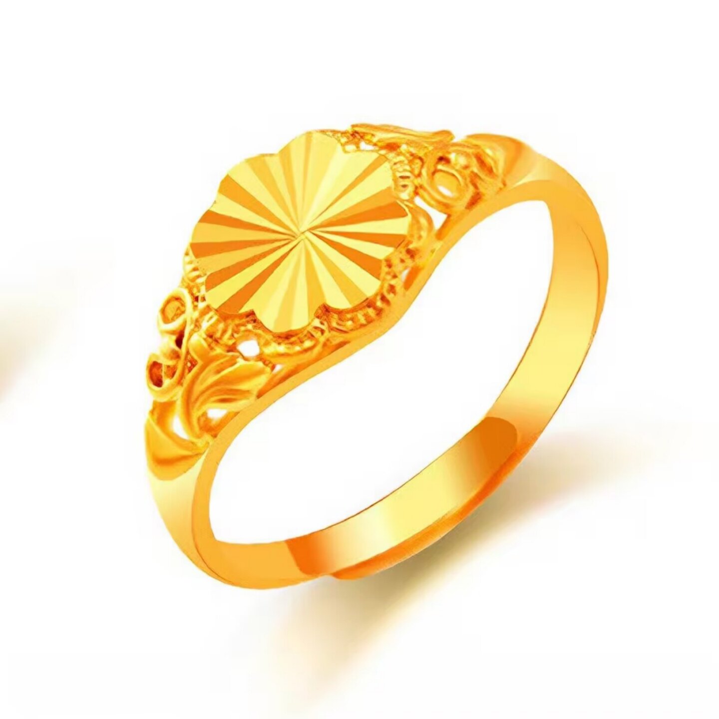 越南沙金戒指女仿真黄金色实心可调节开口时尚食指戒指女款不掉色