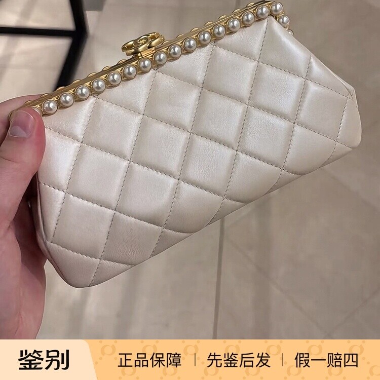 奢店代购 2026c 新款正品 CHANEL/香奈儿 珠光小羊皮珍珠晚宴包
