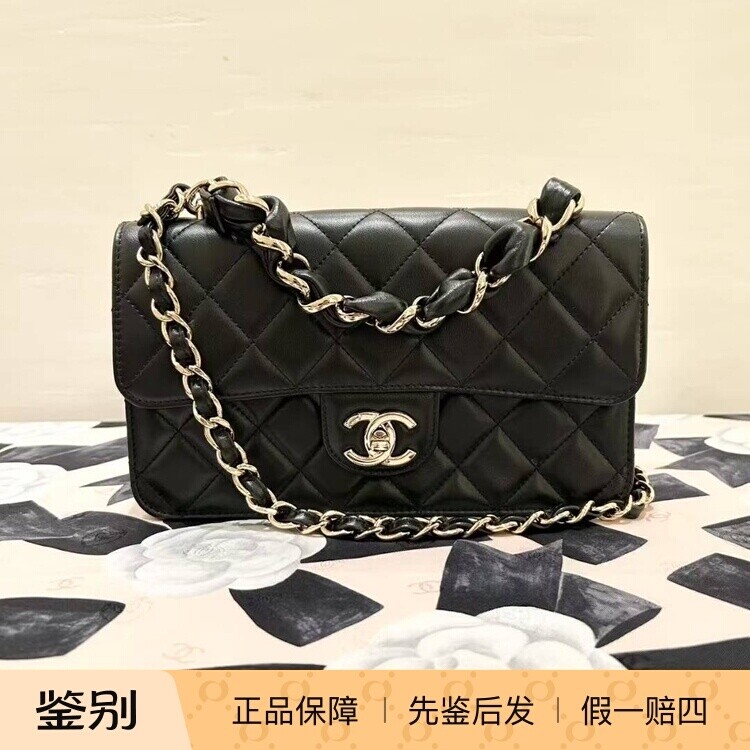 奢店代购 2025b 新款正品 CHANEL/香奈儿 羊皮抛光迷你小号口盖包