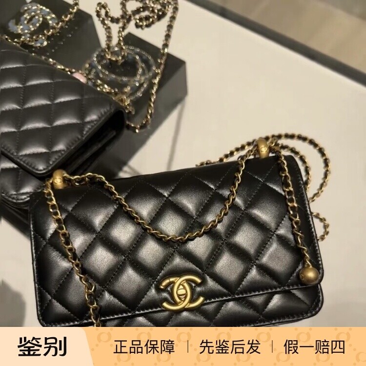 奢店代购 2026p 新款正品 CHANEL/香奈儿 牛皮亮面woc发财链条包
