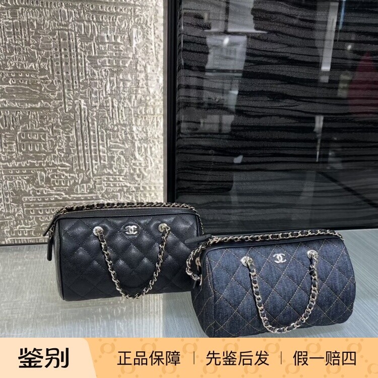 奢店代购2026p新款正品 CHANEL/香奈儿 牛仔丹宁经典链条保龄球包