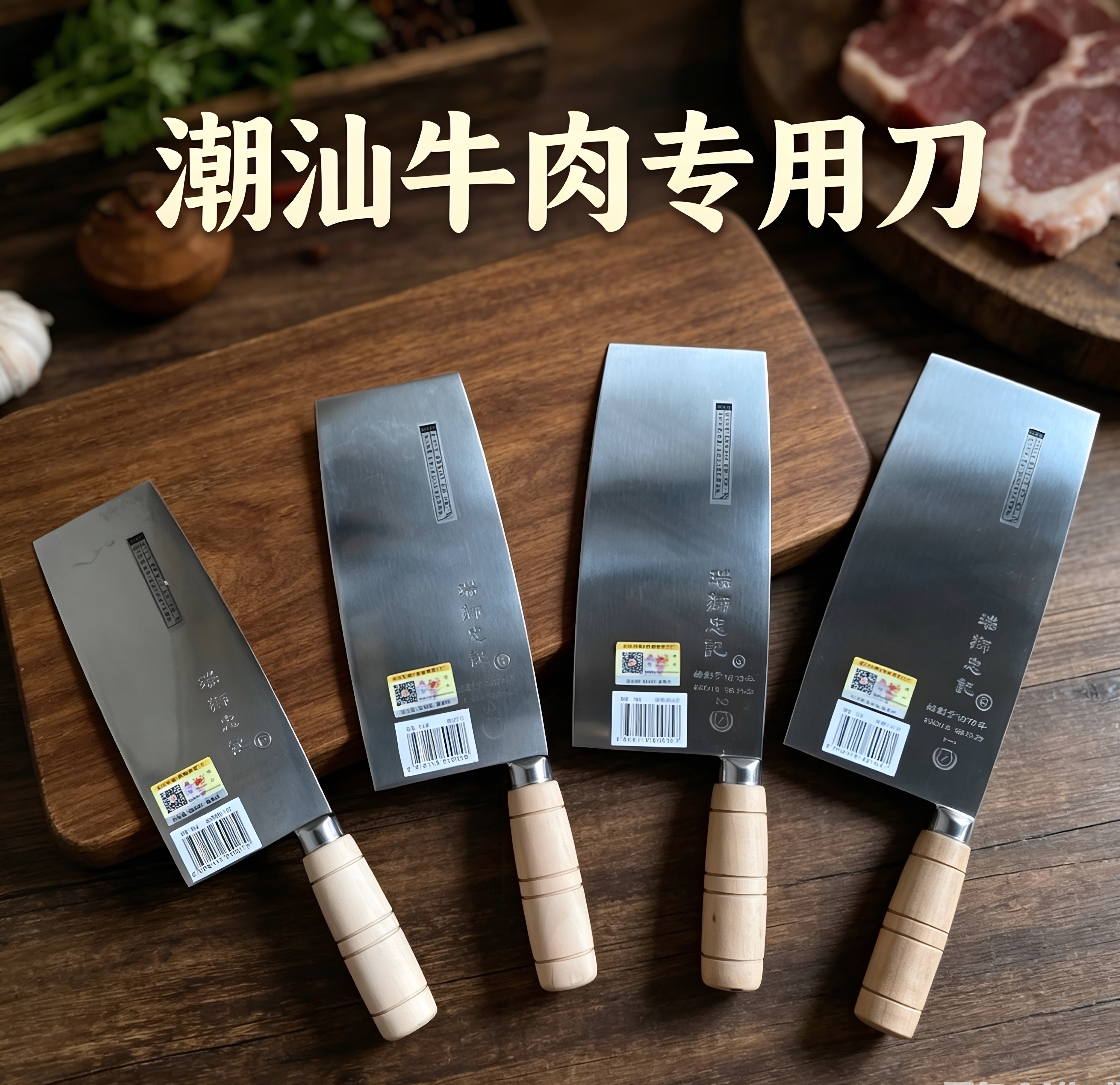 瑞狮忠记锻打切片刀不锈钢切菜刀潮汕肉片刀超薄切牛肉刀好用开刃