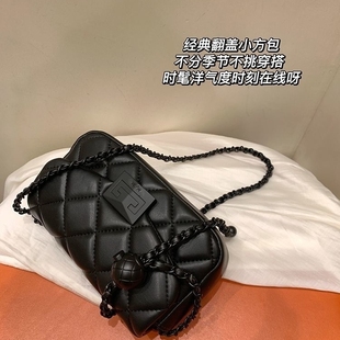 链条包单肩斜挎包 新款 高颜值黑生巧小方包包女夏季 百搭2025高配版