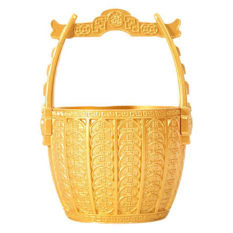 新款一桶金元宝一桶招财进宝铜钱摆件中式小水桶家用客厅装饰品摆