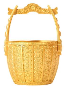 新款一桶金元宝一桶招财进宝铜钱摆件中式小水桶家用客厅装饰品摆