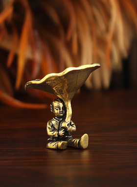 铜香托荷叶童子倒流香