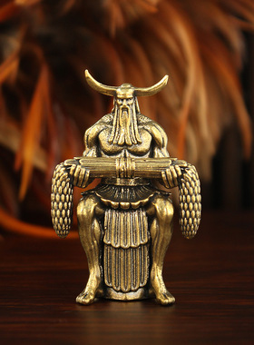 药王神农世氏炎帝黄铜金属人像