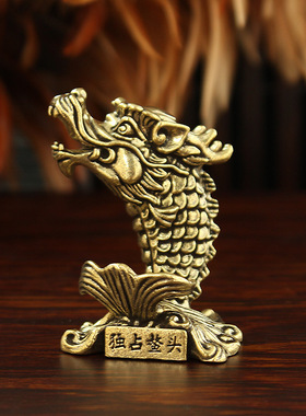 新款占鳌头实心做旧茶桌摆件