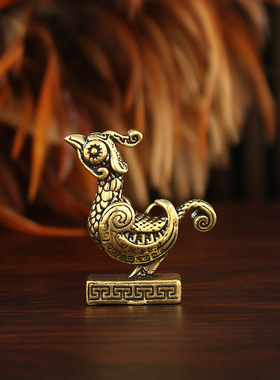 复古黄铜古朱雀桌面摆件