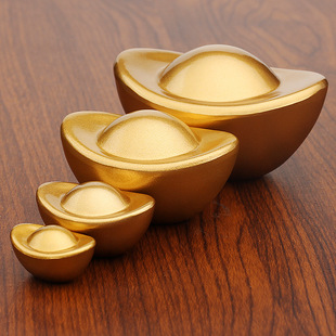 新款元宝家居店铺招财装饰填充物精品光面实心元宝摆件金属工艺品