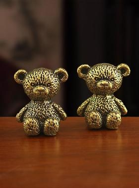 小熊摆件实心黄铜古玩