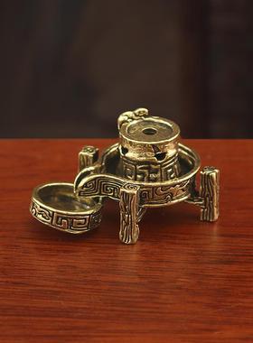 纯铜时来运转石磨摆件创意左右