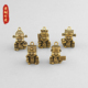 五路财神黄铜钥匙挂件纯铜实心复古迷你福禄财神中国风微景观挂饰