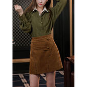 浪漫不羁 吞吞穿搭日记 嬉皮lady 麂皮A字后腰松紧短裙