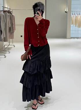 韩版纯色V领羊绒针织开衫女 2025秋季新款显瘦柔软百搭毛衣外套潮