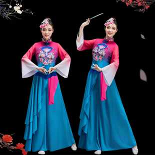 陕北榆林绥德秧歌服秧歌展演表演服打鼓演出服女飘逸扇子伞舞蹈服