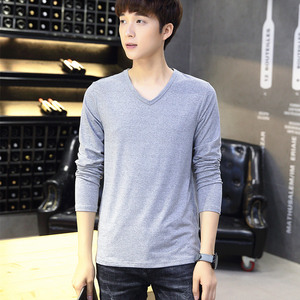 纯色长袖t恤男士上衣