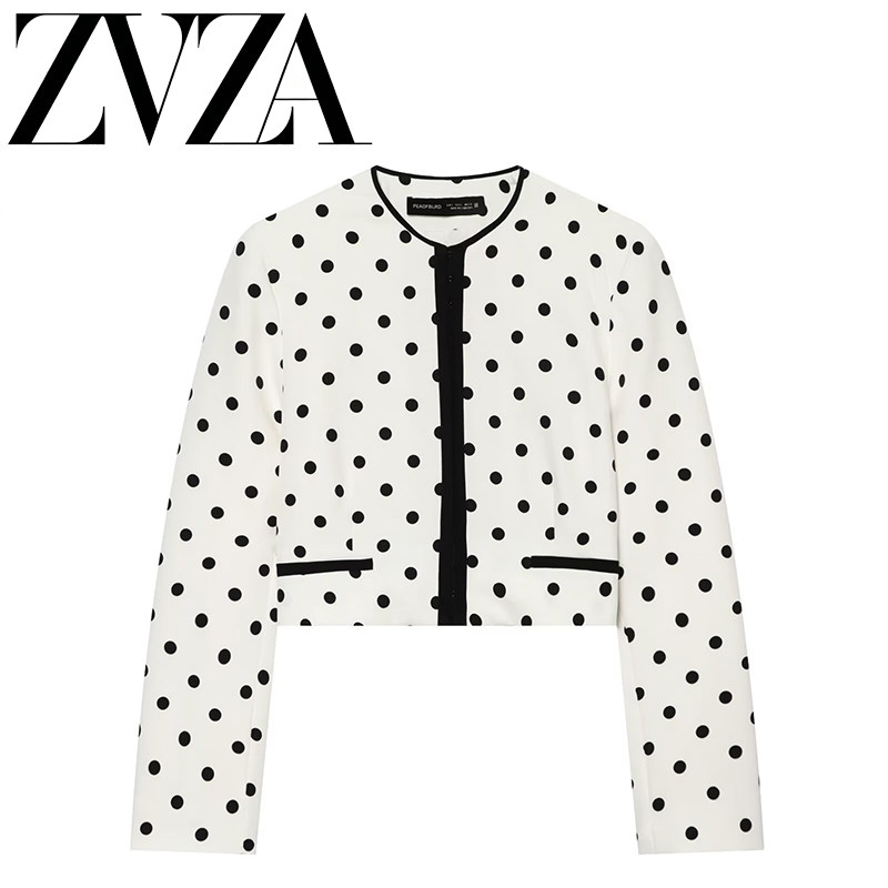 ZA 夏季新款 ZV女装 欧美风 时尚百搭款波点短款西装外套 2798238