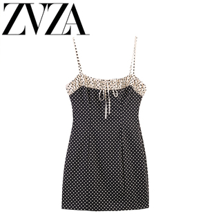ZA 夏季新款 ZV女装 欧美风 时尚百搭波点拼接连衣裙 3152379 084
