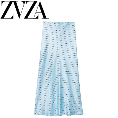 ZA 夏季新款 ZV女装 欧美风 时尚百搭波点丝缎质感迷笛裙8338537