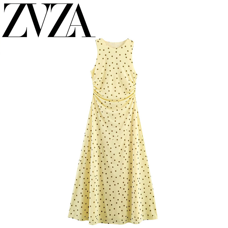 ZA 夏季新款 ZV女装 欧美风 时尚百搭简约波点垂性连衣裙 5039190