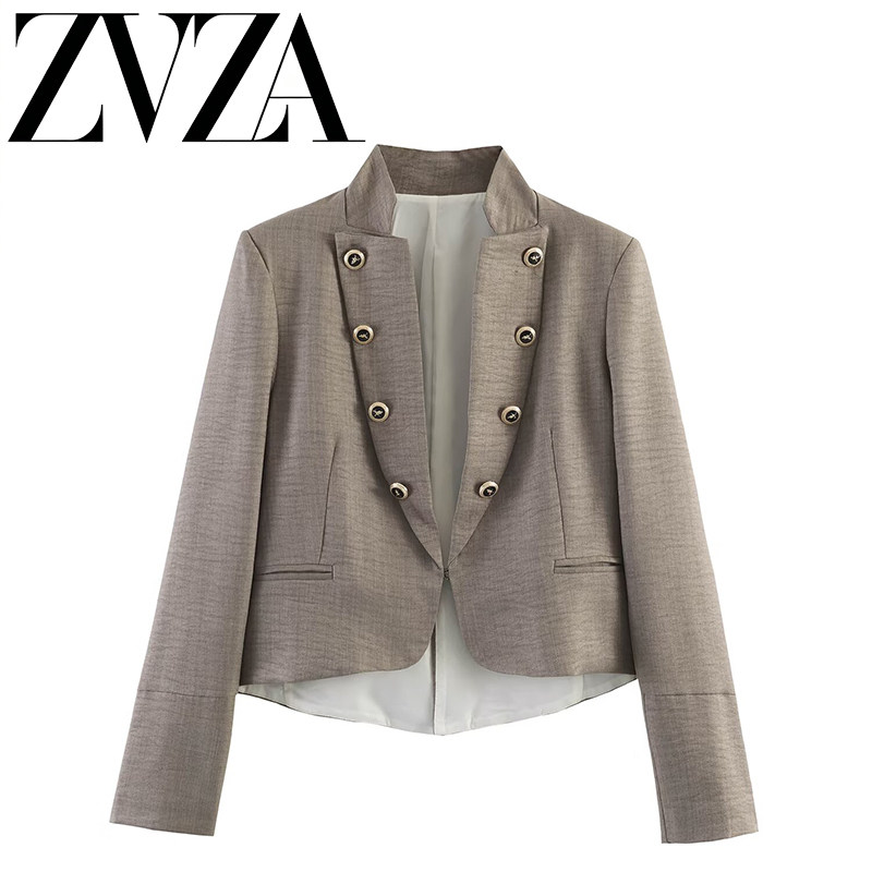 ZA 夏季新款 ZV女装 欧美风 时尚款翻盖扣饰修身西装外套2736494