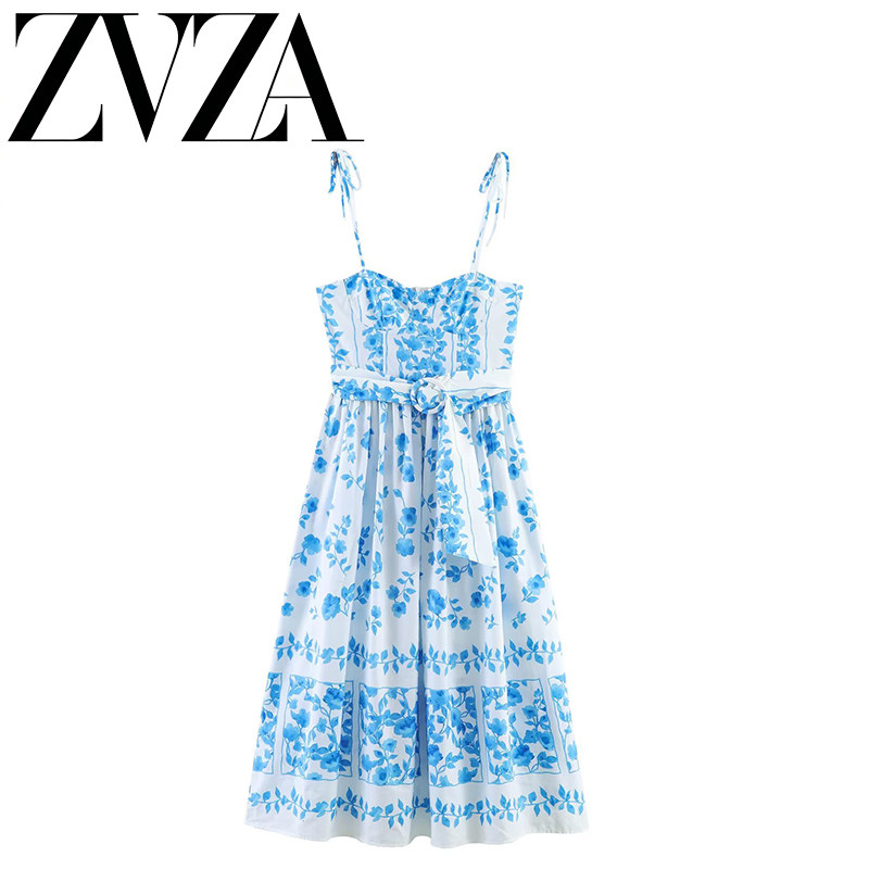 ZA 夏季新款 ZV女装 欧美风 时尚百搭简约印花迷笛连衣裙3293056