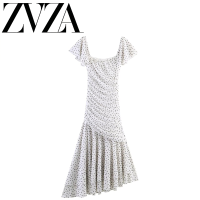 ZA 夏季新款 ZV女装 欧美风 时尚百搭简约波点迷笛连衣裙 5039196