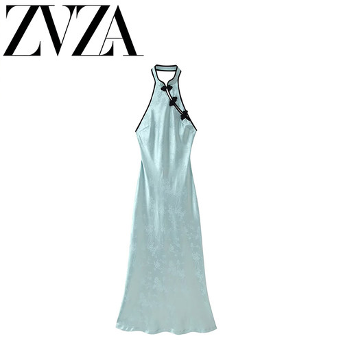 ZA 夏季新款 ZV女装 欧美风 时尚绳结扣提花迷笛连衣裙 4772373B