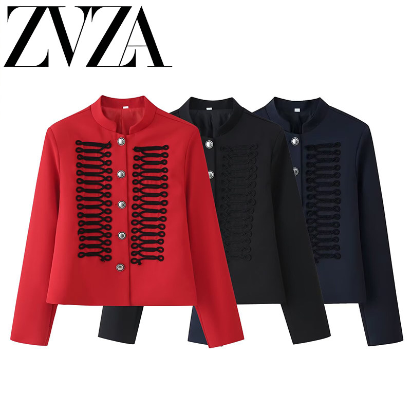 ZA 夏季新款 ZV女装 欧美风 时尚百搭设计纽扣饰长袖立领夹克外套