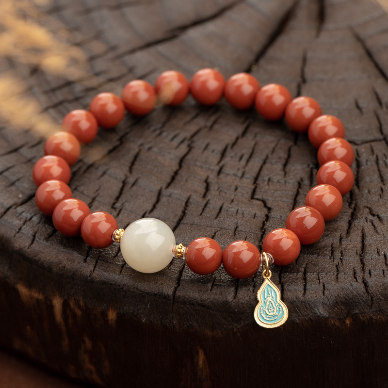 南红8mm和田玉福禄手串