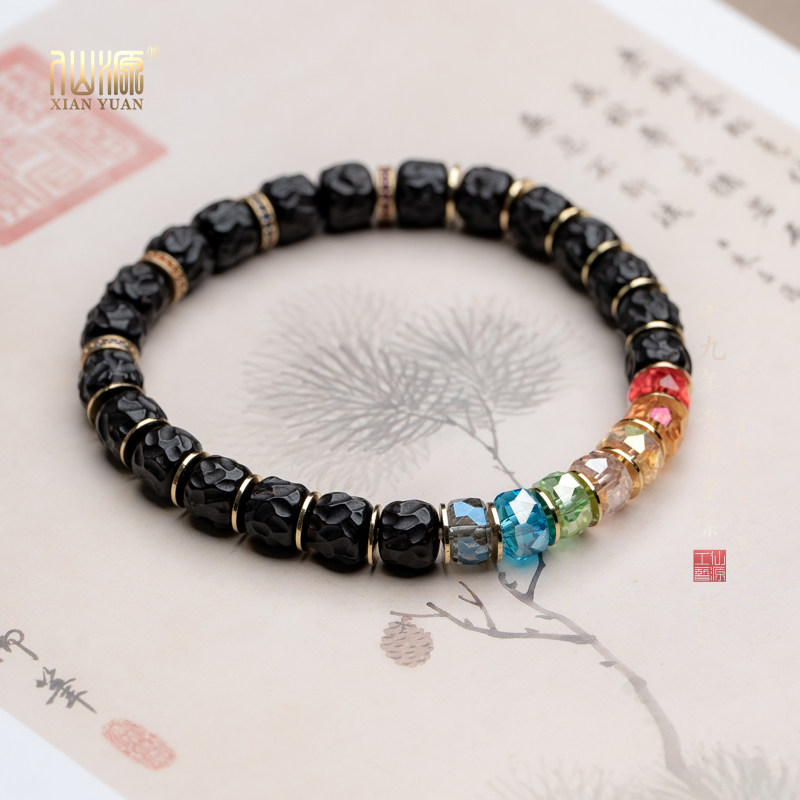 椰蒂菩提无相珠6*7mm+琉璃单圈手串配饰老型珠原生态文玩