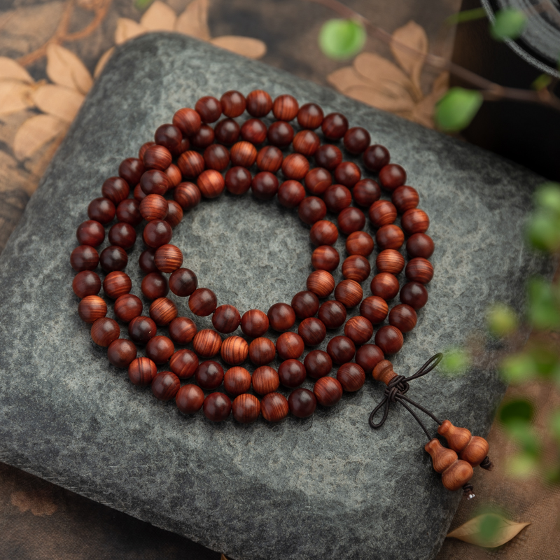 崖柏8mm*108颗高油咖啡棕色多圈手串