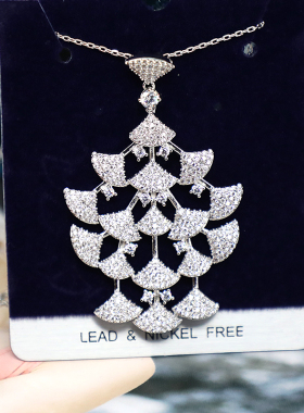 微镶白色扇子裙子欧美项链短款