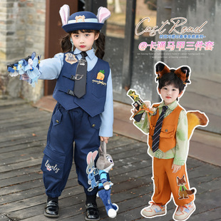 女童2026春季新款疯狂动物城儿童尼克衣服卡通套装cos演出服装